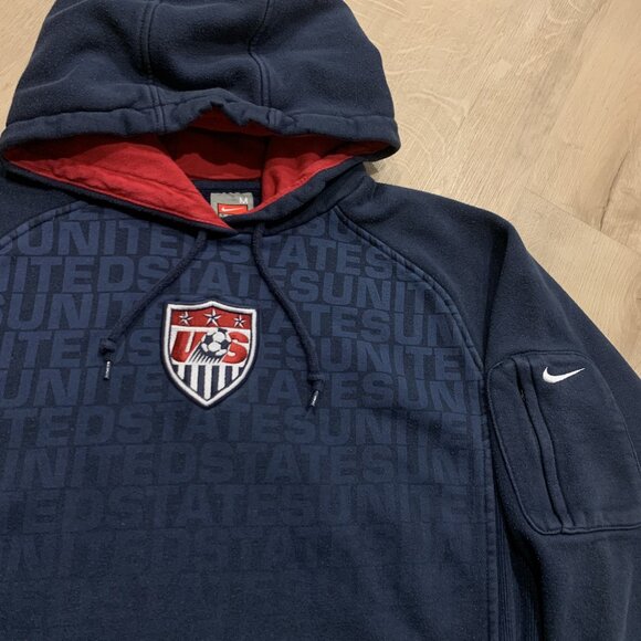 Vintage Y2K Nike Team USA US Soccer USMNT Hoodie Mens Medium Mini Swoosh Sleeve - Picture 2 of 8